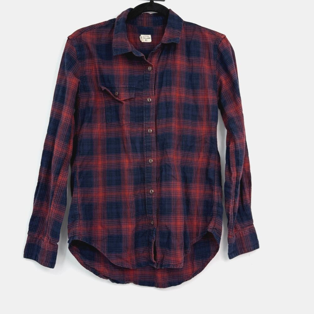 Bridge & Burn‎ Women's XS Long Sleeve Plaid Button Down Shirt Hipster Grunge